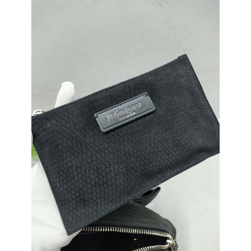 Yves Saint Laurent Obi Bowler Gray Suede Top Handle Satchel Bag With Wallet - Picture 12 of 16